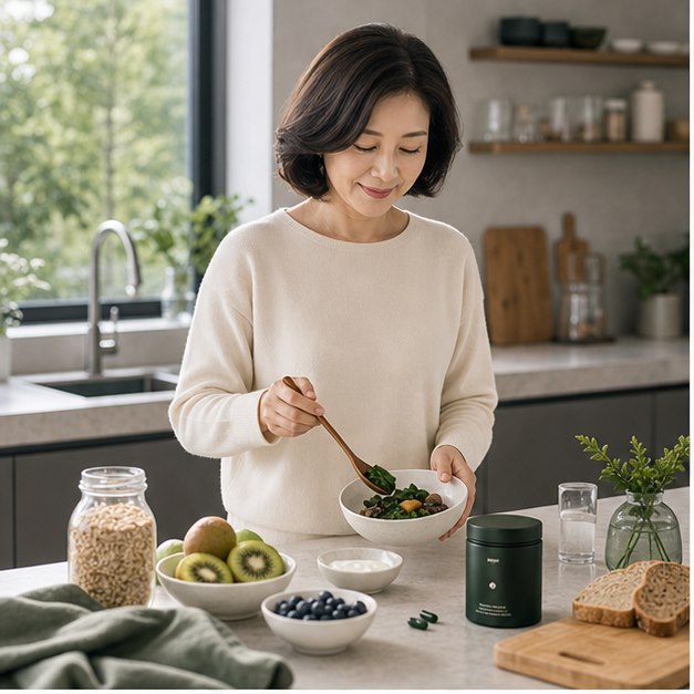 아침 식사와 함께하는 그린낙산균 루틴